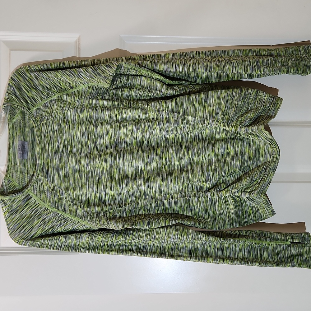 ATHLETA Fastest Track Space Dye Green Heather Long Sleeve Shirt Women's XL
